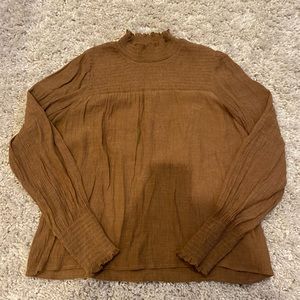 Women’s Smocked Neck Long Sleeve Top